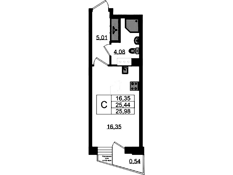 Квартира студия 25.98 м², 5/11 эт., ЖК «VEREN NORT Сертолово»